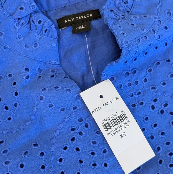 Ann Taylor Royal Blue Eyelet Top - Picture 2 of 5